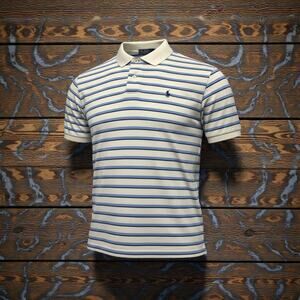 Polo Ralph Lauren Men’s Striped Polo Shirt Blue White Cotton Pique Size XL